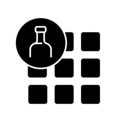 Tile from recycled glass black glyph icon. Recycling beverages bottles. Sustainable bathroom floor choice. Eco friendly materials. Silhouette symbol on white space. Vector isolated illustration