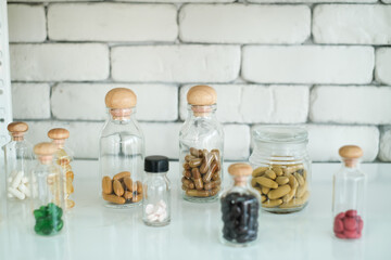 close up many bottle of medicine