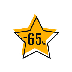 65 Percent Off, Discount Sign Banner or Poster. Special offer price signs