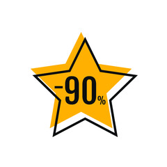 90 Percent Off, Discount Sign Banner or Poster. Special offer price signs