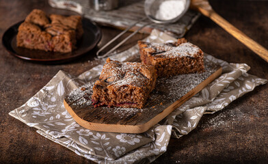 Homemade dessert with plum jam