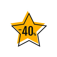 40 Percent Off, Discount Sign Banner or Poster. Special offer price signs