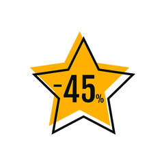 45 Percent Off, Discount Sign Banner or Poster. Special offer price signs