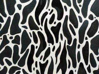 Animal skin: zebra, cow. Black and white pattern.