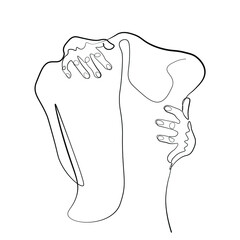 Surreal Faces Continuous line, drawing of set faces and hairstyle, fashion concept, woman beauty minimalist, vector illustration pretty sexy. Contemporary portrait
