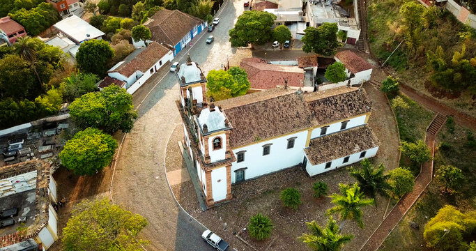 Aerial photo of Igreja do Carmo in the city of Sabará in Minas Gerais