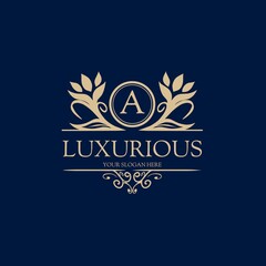 Obraz premium Luxury Logo template in vector for Restaurant, Royalty, Boutique, Cafe, Hotel, Heraldic, Jewelry, Fashion and other vector illustrations