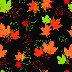 autumn leaves vector seamless pattern. background for fabrics, prints, packaging and postcards