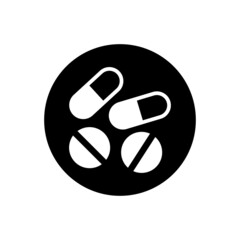 Medical pill icon. Rounded Button Style Editable Vector EPS Symbol Illustration.