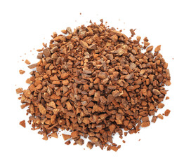Pile of chicory granules isolated on white, top view