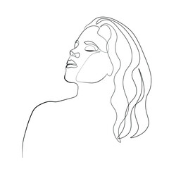 Surreal Faces Continuous line, drawing of set faces and hairstyle, fashion concept, woman beauty minimalist, vector illustration pretty sexy. Contemporary portrait