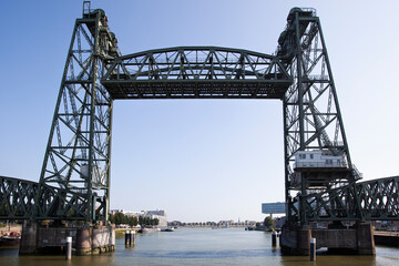 Fototapeta na wymiar Old railroad bridge De Hef in Rotterdam