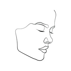 Surreal Faces Continuous line, drawing of set faces and hairstyle, fashion concept, woman beauty minimalist, vector illustration pretty sexy. Contemporary portrait