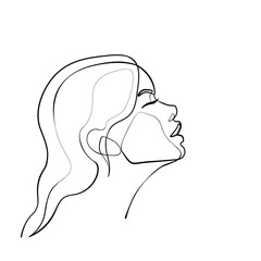 Surreal Faces Continuous line, drawing of set faces and hairstyle, fashion concept, woman beauty minimalist, vector illustration pretty sexy. Contemporary portrait