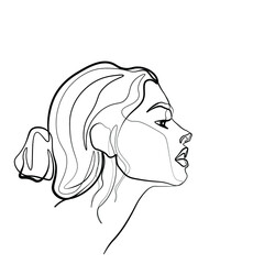 Surreal Faces Continuous line, drawing of set faces and hairstyle, fashion concept, woman beauty minimalist, vector illustration pretty sexy. Contemporary portrait
