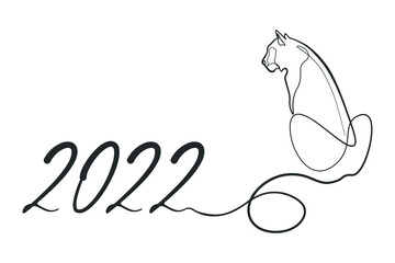 Chinese new year 2022 year of the tiger,  line art character, simple hand drawn asian elements with craft style on background.  (Chinese translation: Happy chinese new year 2022, year of tiger)