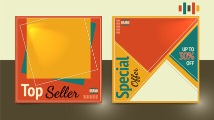 Modern geometric rectangle social media poster template 