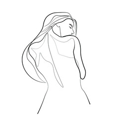 Surreal Faces Continuous line, drawing of set faces and hairstyle, fashion concept, woman beauty minimalist, vector illustration pretty sexy. Contemporary portrait
