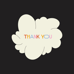 Thank you - poster with an abstract shape on the background. Modern greeting card. Vector illustration.