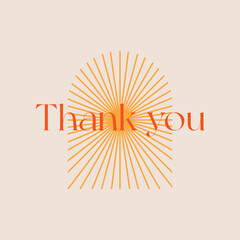 Thank you - a modern postcard with a linear arch on the background. An elegant greeting card. Vector illustration.