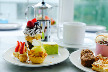 afternoon tea set with dessert