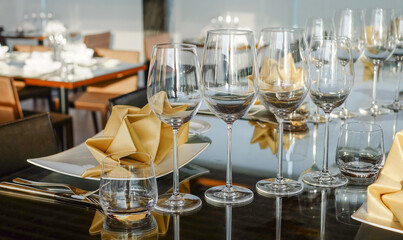 Selective focus point at Luxury banquet table