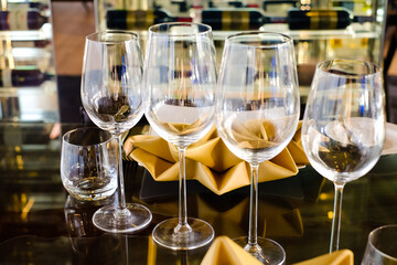 Selective focus at Luxury banquet table