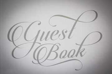 Elegant calligraphy guest book text design in light gray tones - obrazy, fototapety, plakaty