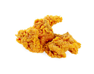 Heap of fried spicy chicken isolated on white background