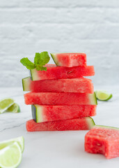 Fresh Watermelon Slices with Mint