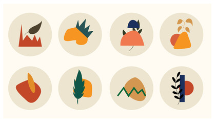 vector icon set for social media highlight covers.