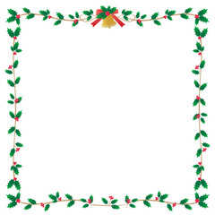 クリスマスのフレーム　柊　正方形