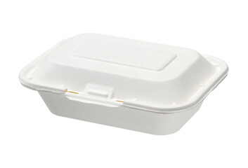 Paper plant fiber food box disposable (with clipping path) isolated on white background