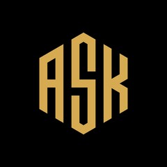 ASK Initial three letter logo hexagon