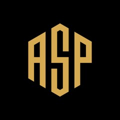 ASP Initial three letter logo hexagon