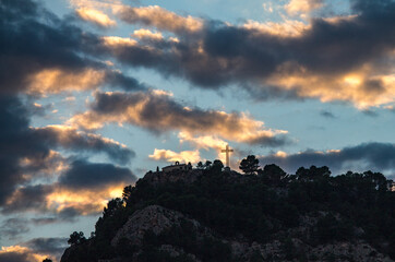 Paisaje al anochecer del preventorio desde Alcoy-Spain