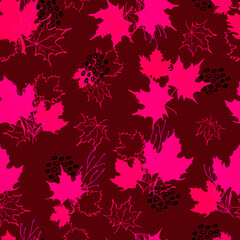 Fototapeta na wymiar autumn leaves vector seamless pattern. background for fabrics, prints, packaging and postcards