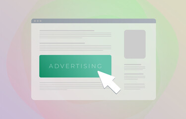 Programmatic Advertising and Targeting Native marketing concept. Inbound automated buying and selling of online advertising space media banner block on internet browser. - obrazy, fototapety, plakaty