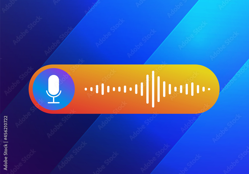 Wall mural voice message concept, mobile communication in the messenger using audio messages. sending and recei