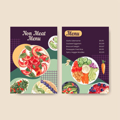 Menu template with world vegetarian day concept,watercolor style