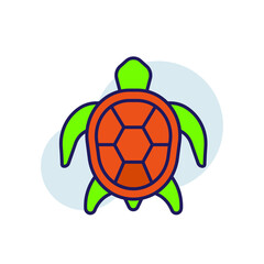 Green turtle RBG color icon. Underwater life. Pelagian thin line vector illustration.