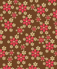 Yellow and red flowers on a brown background