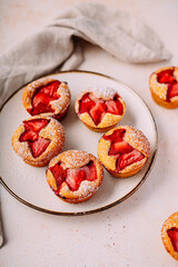 homemade strawberry muffins, little cakes, strawberry and pistachio friands