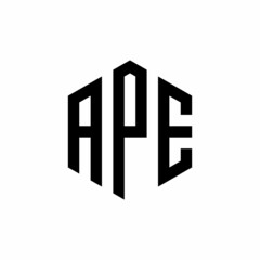 APE Initial three letter logo hexagon