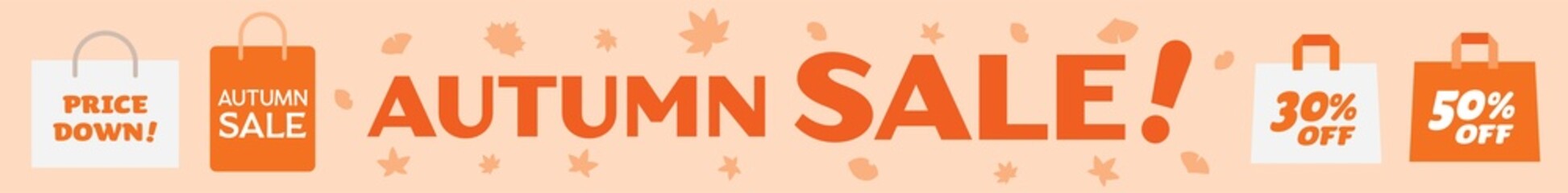 オータムンセールの横長のバナーイラスト