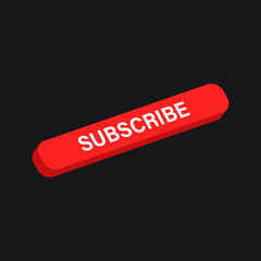 Red Subscribe Button for Social Media. Vector Illustration On Black Background. Vector illustration
