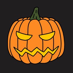 Simplicity halloween pumpkin freehand drawing flat design.