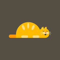 Flat design sleeping cat vector illustration, isolated on background