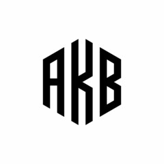 AKB Initial three letter logo hexagon