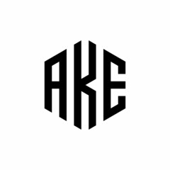 AKE Initial three letter logo hexagon